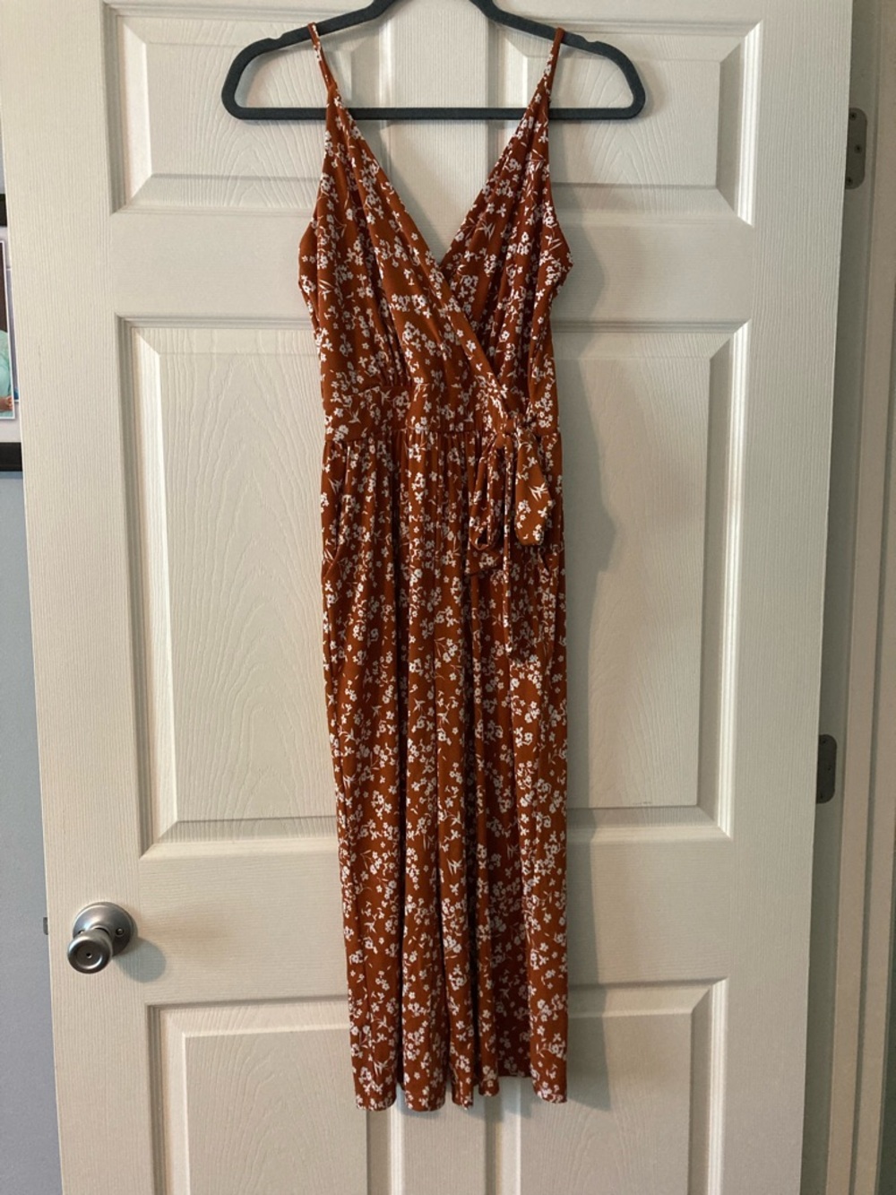 Kaileigh Rust and White Floral Wrap Dress